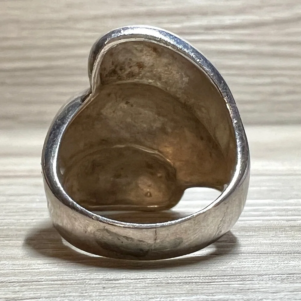 Vintage Designer (ND) Heavy Sterling Silver Triple Sculpted Dome Ring, Size 8 - Picture 3 of 10
